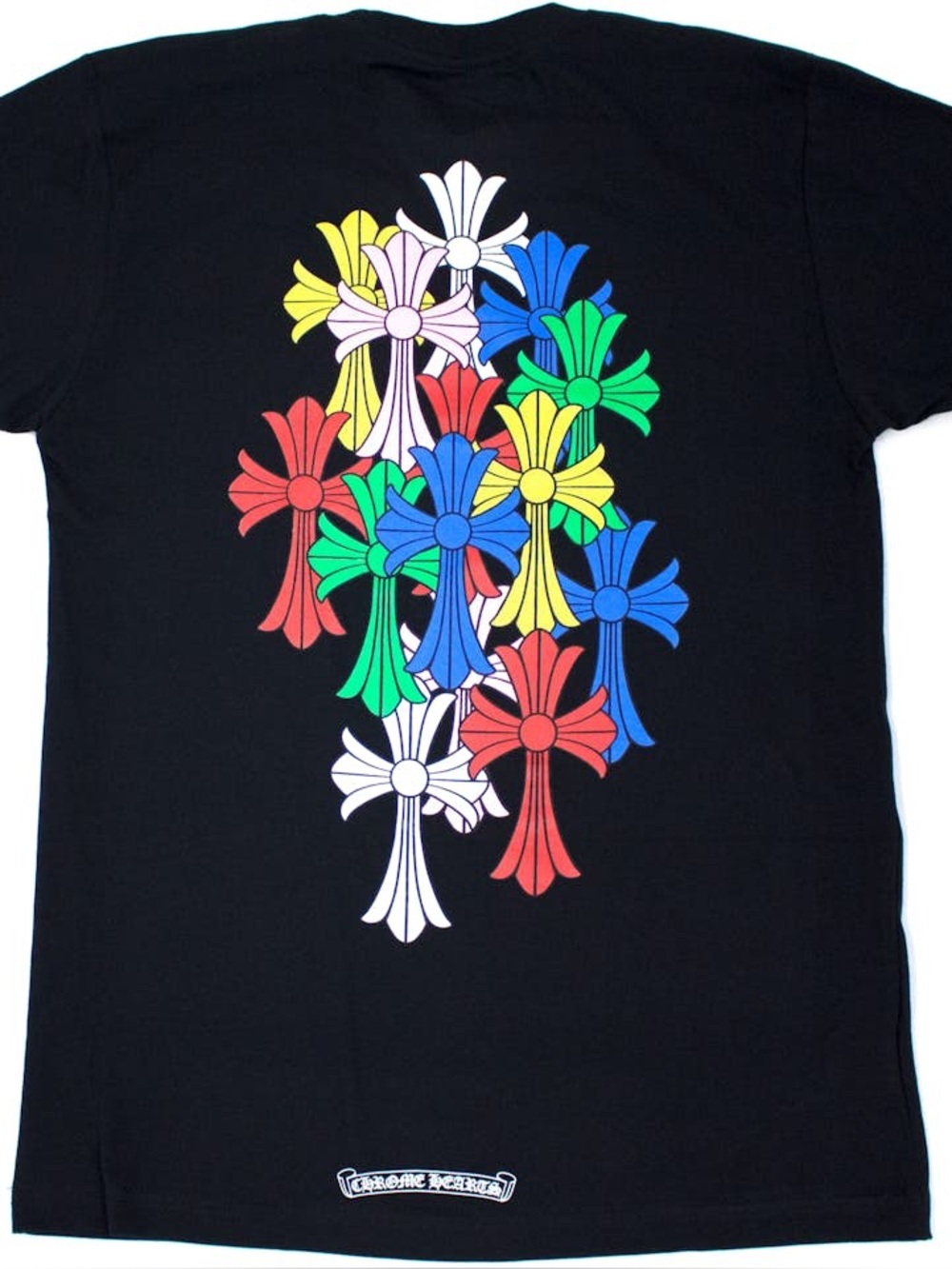 Black Graphic Cross Tee with Multicolor Crosses